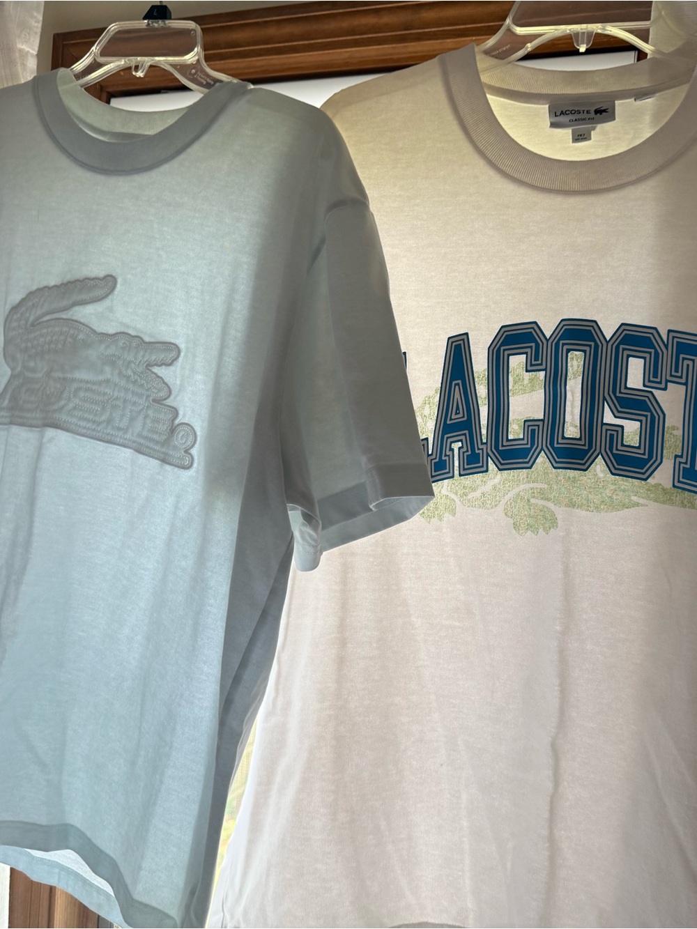 Lacoste Two-Tone Graphic Logo Tees in Light Blue & White

The blue is SOLD